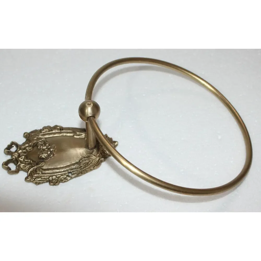 Antique Brass Bathroom Hardware  | Solid Brass Towel Ring & Toilet Paper Holder